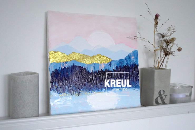 Winter Landschaft gespachtelt mit KREUL el Greco Set