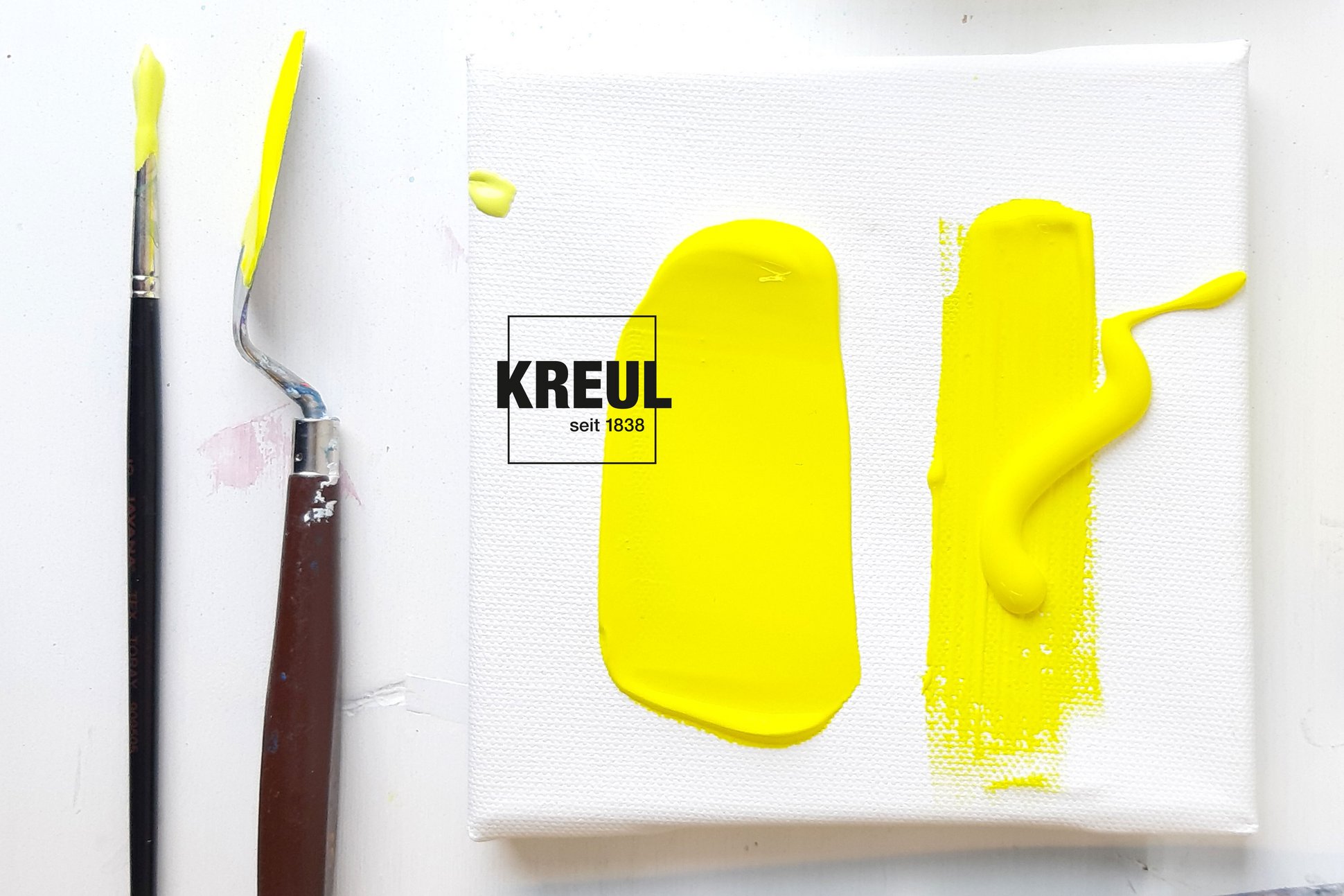 Zitronengelb auf Leinwand mit KREUL Acrylfarben für Künstler