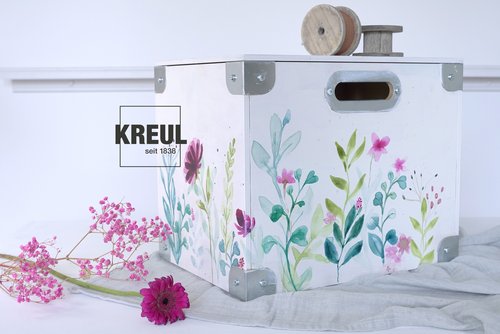 Erinnerungsbox im Watercolor-Style mit KREUL Holzlasur