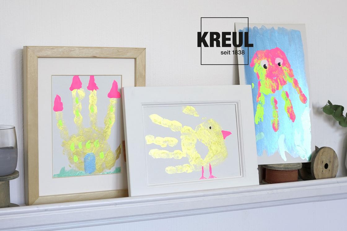 Fingerfarben Figuren Kunst mit Handabdrücken 