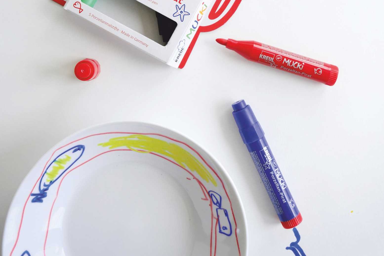 MUCKI Porzellan Pirat basteln Kinder Kindergarten Vorschule robust Stift Kinderstift KREUL Kinder Porzellan Stift malen Geburtstag basteln mitbringsel geschenkidee tipp