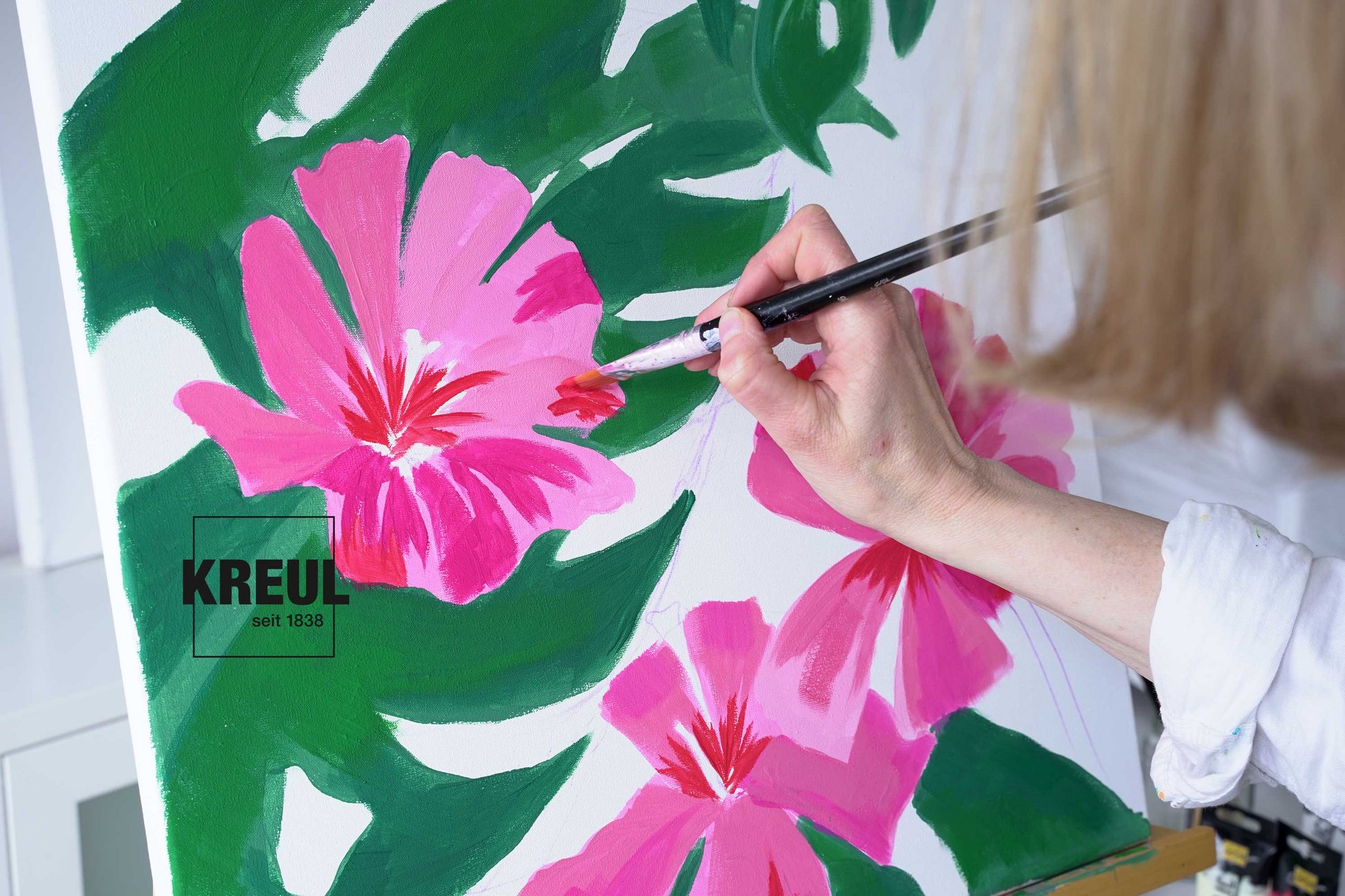 tropische Blüten und Blätter malen mit SOLO GOYA Acrylic