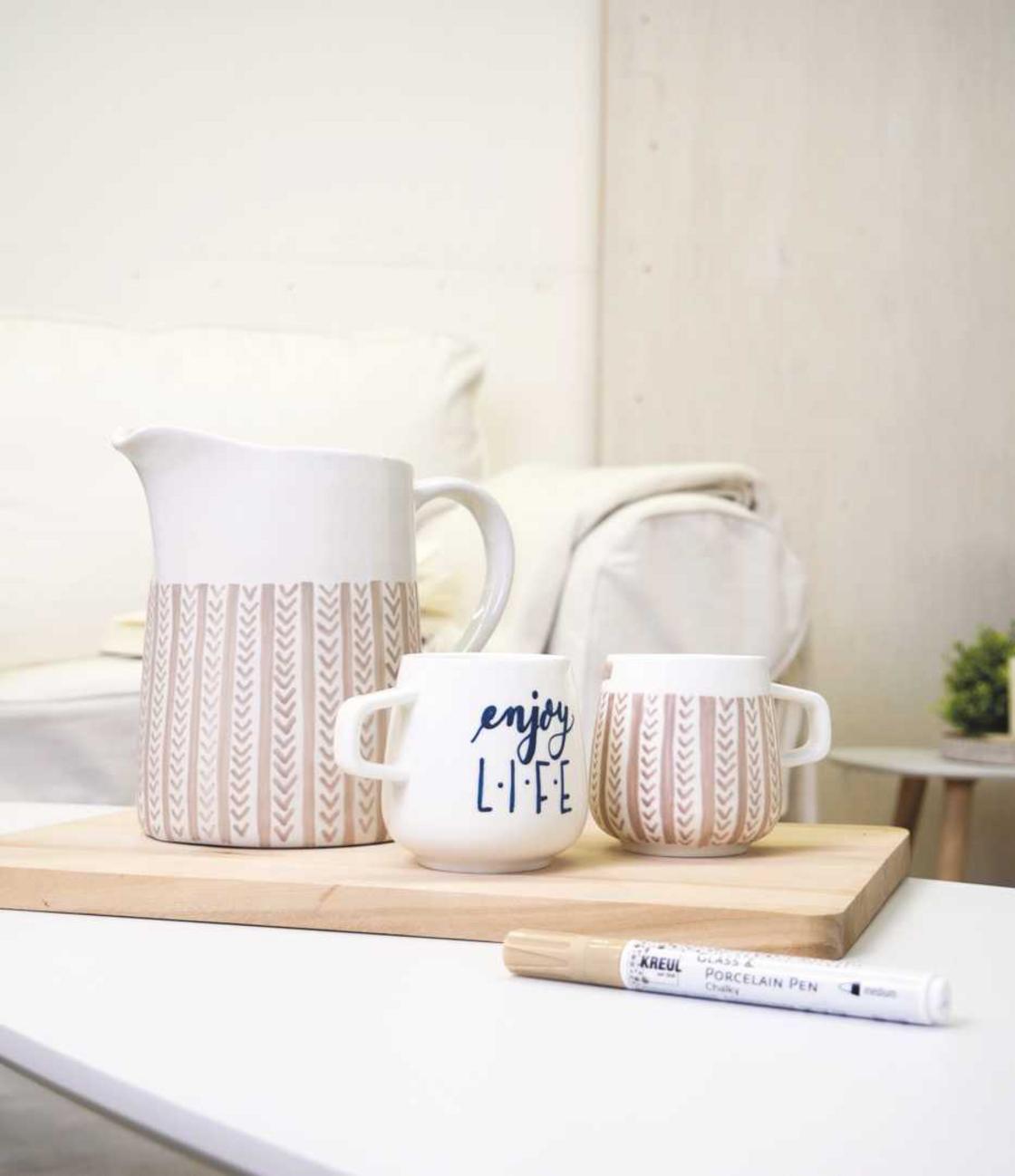 KREUL Glass Porcelain Pen Chalky Tasse Kanne Design
