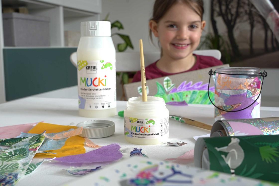 MUCKI Kinder Serviettenkleber Basteln ab 4 Jahre