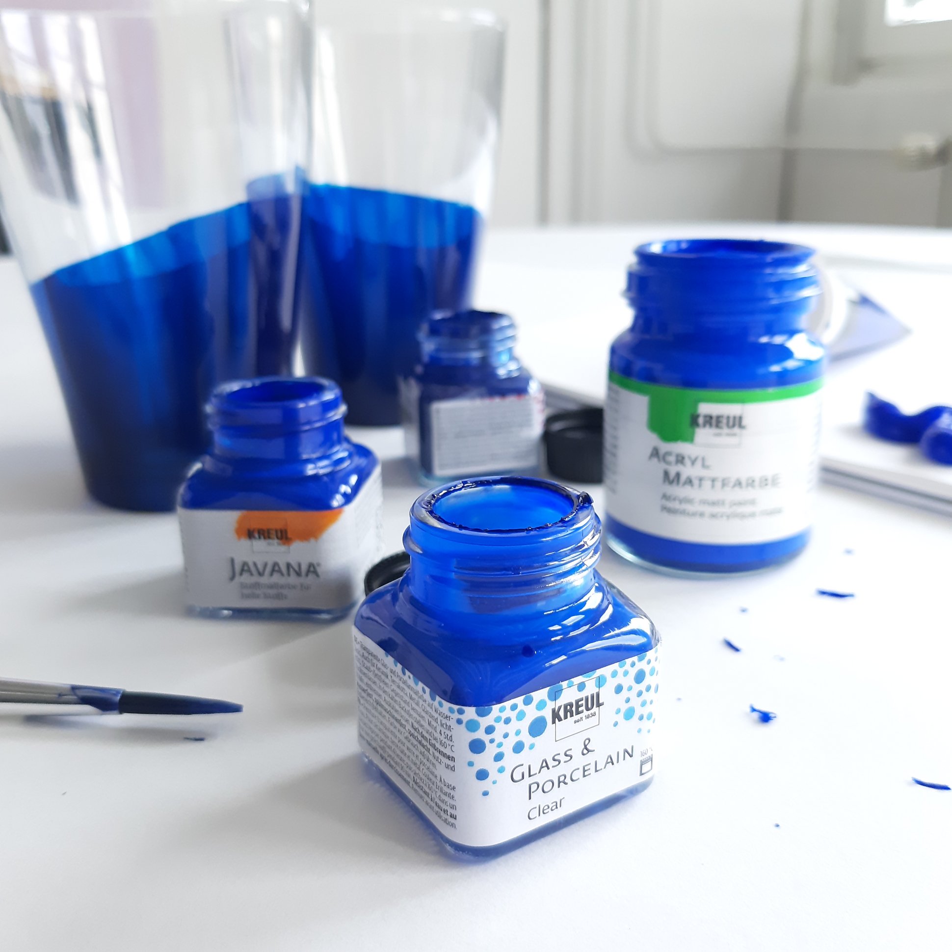 KREUL Glas- und Porzellanmalfarbe DIY Geschirr Blau