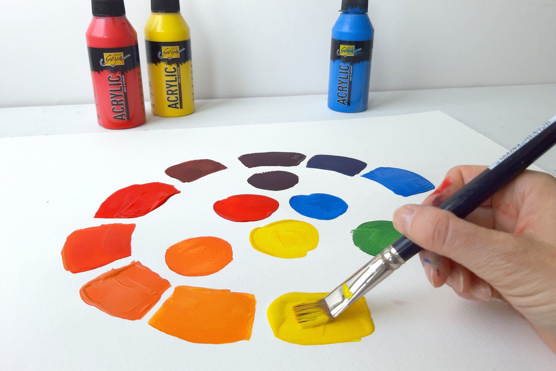 Farbkreis nach Itten mischen mit KREUL Acrylfarben