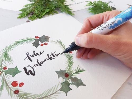 SOLO GOYA Weihnachten Lettering Kränze malen Aquarell