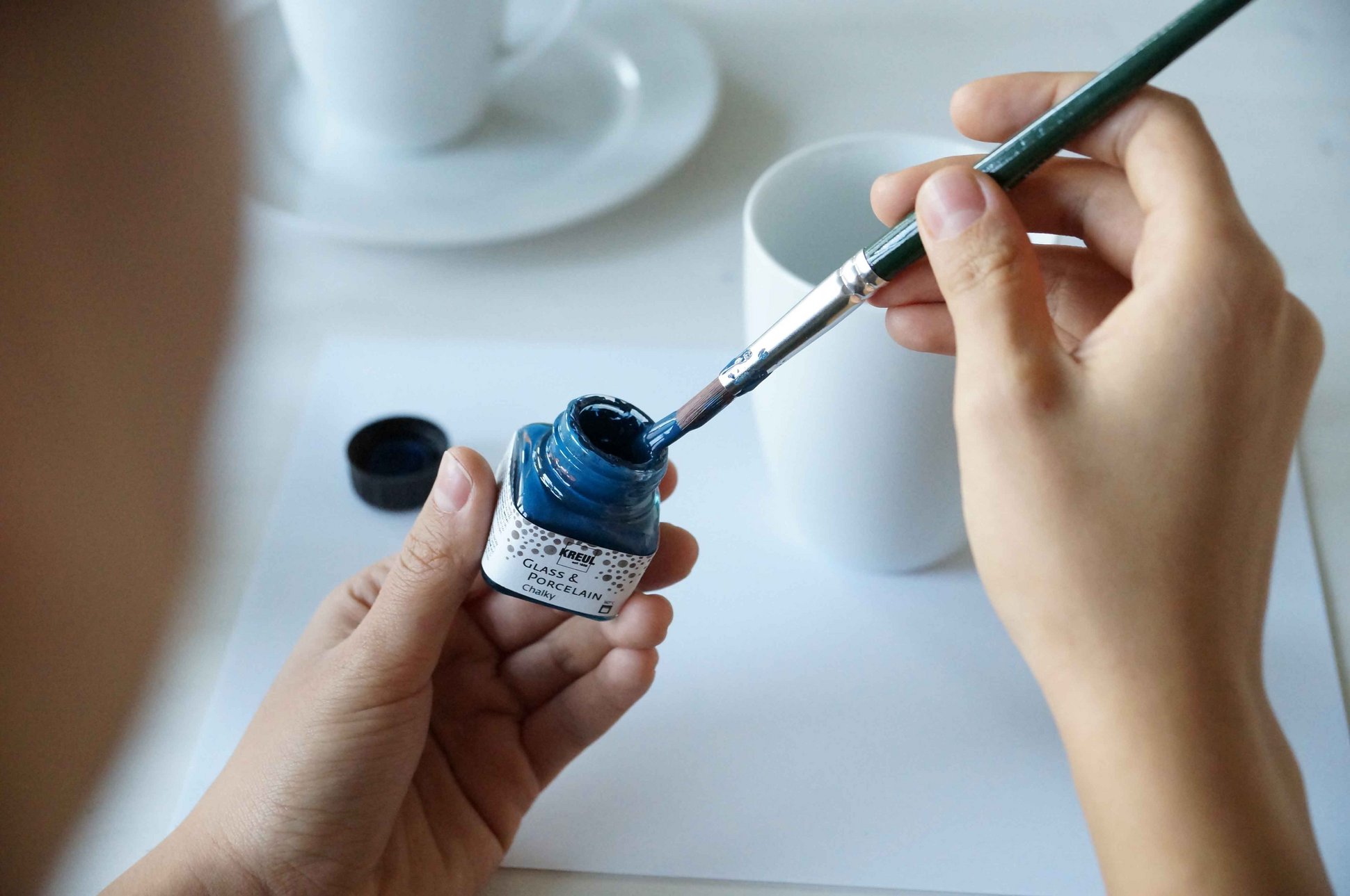 KREUL Glass Porcelain Navy Blue malen Geschirr Tasse Teller Farbe