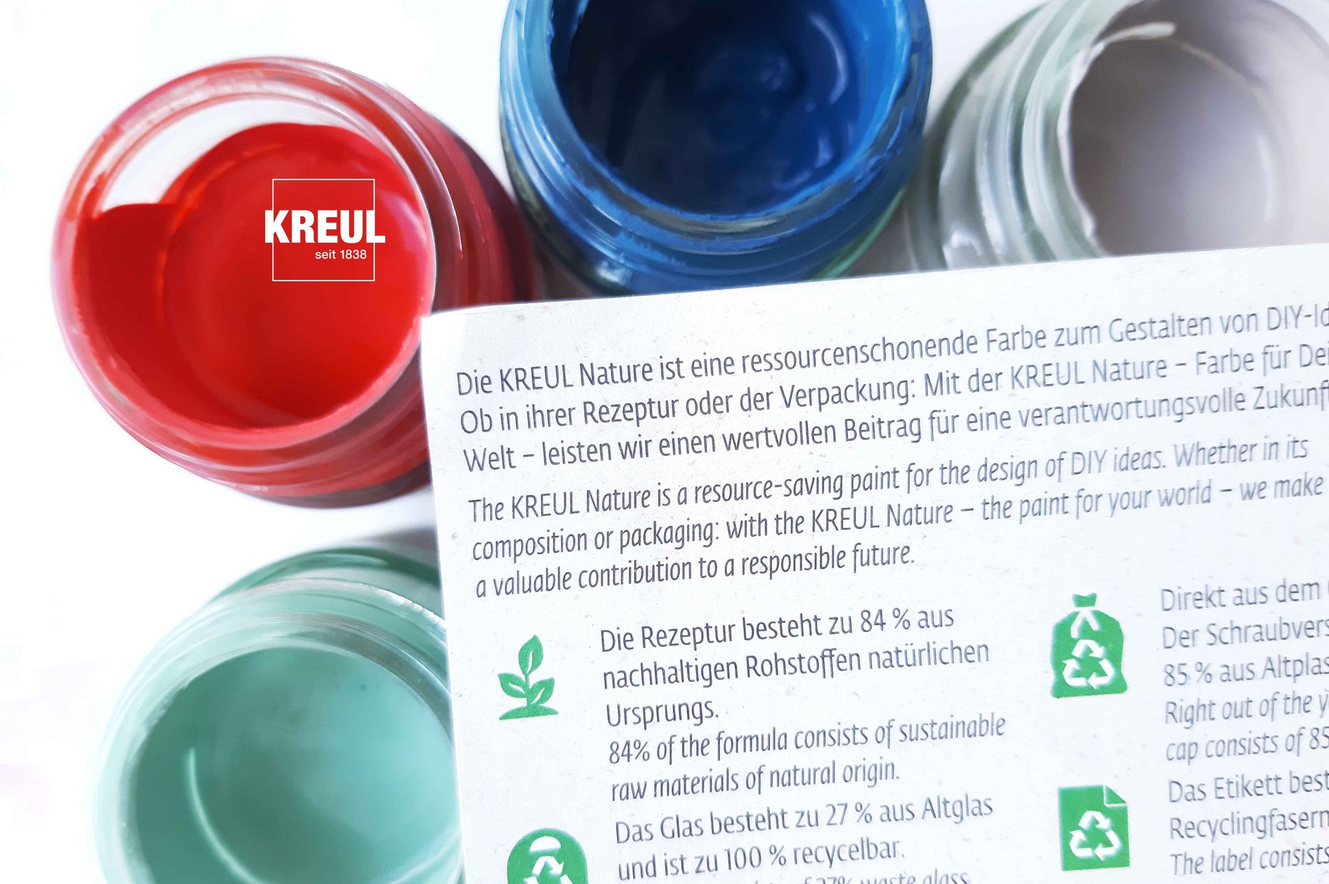 KREUL Nature Farbe Etikett Icon nachhaltigkeit KREUL Farben Etikett Icon Rezeptur Pflanze