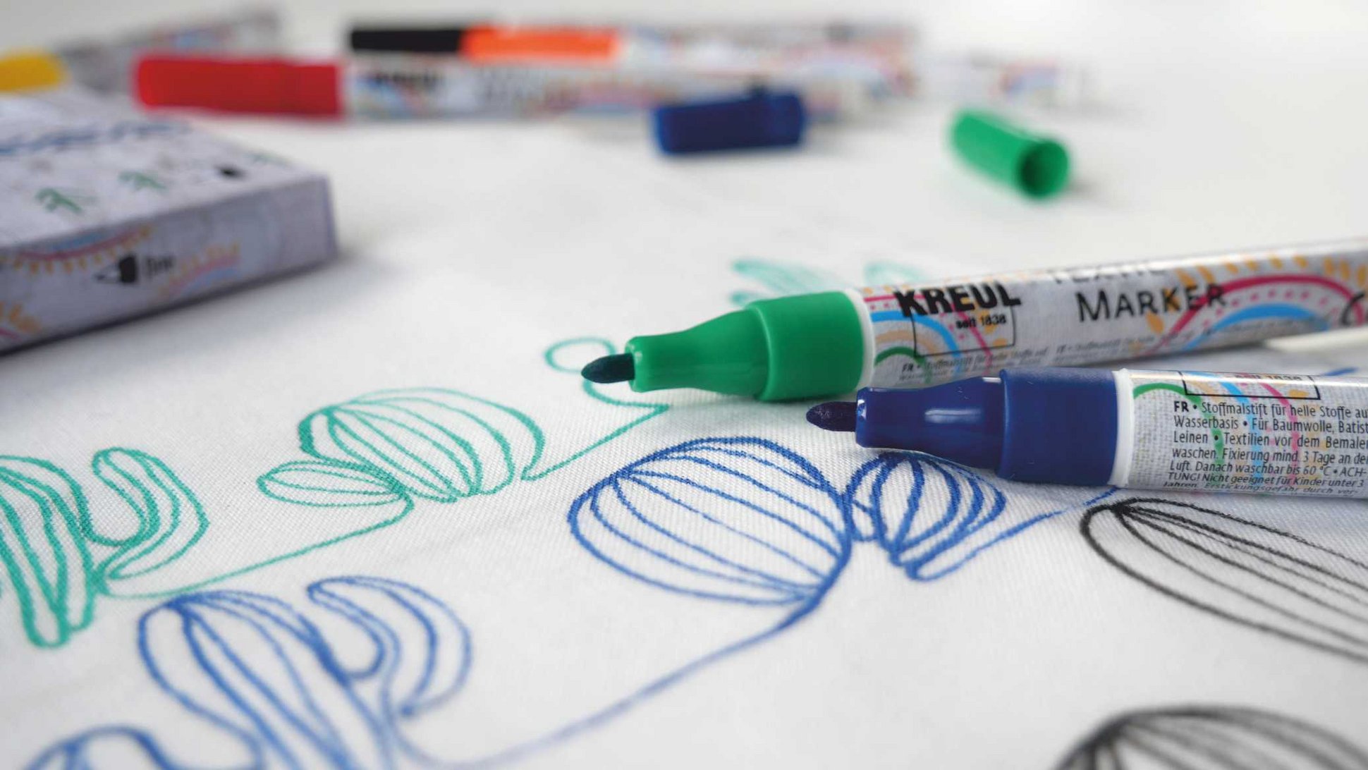 KREUL Textil Stift Stoffmalfarbe ohne Schütteln Pumpen 