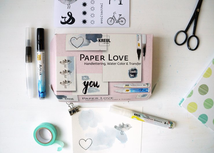 A lot of paper love: hand lettering, water colouring and transferring in  one set