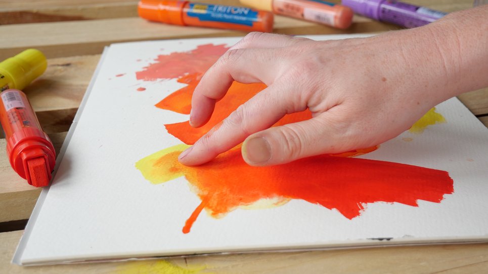 SOLO GOYA Triton Acrylic Marker mit dem Finger verwischen KREUL Acryl Stift mit Finger vermalen