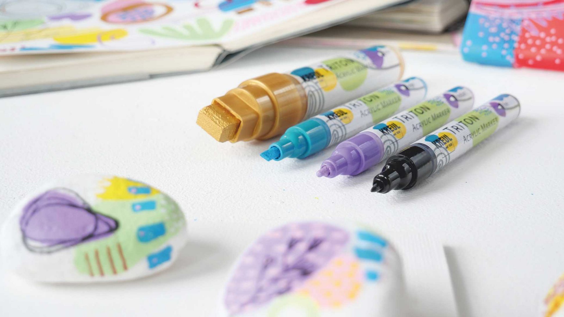 KREUL Künstler Stift Acryl Farbe Spitze fein kante keil breit gross KREUL Triton Acrylic Marker Spitzen edge fine medium xxl
