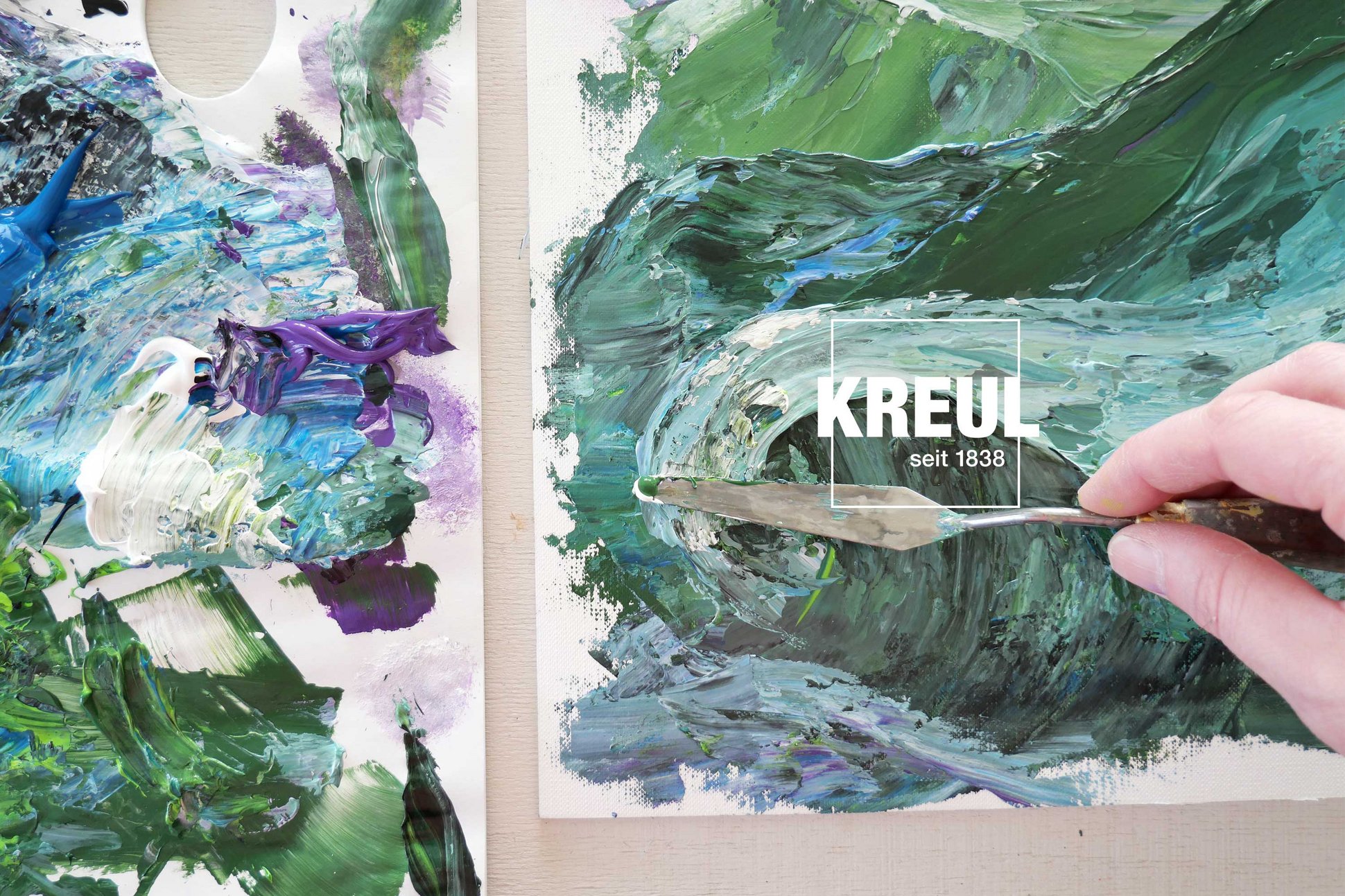 Grüntöne in Kunstwerken mit KREUL Acryl Farben