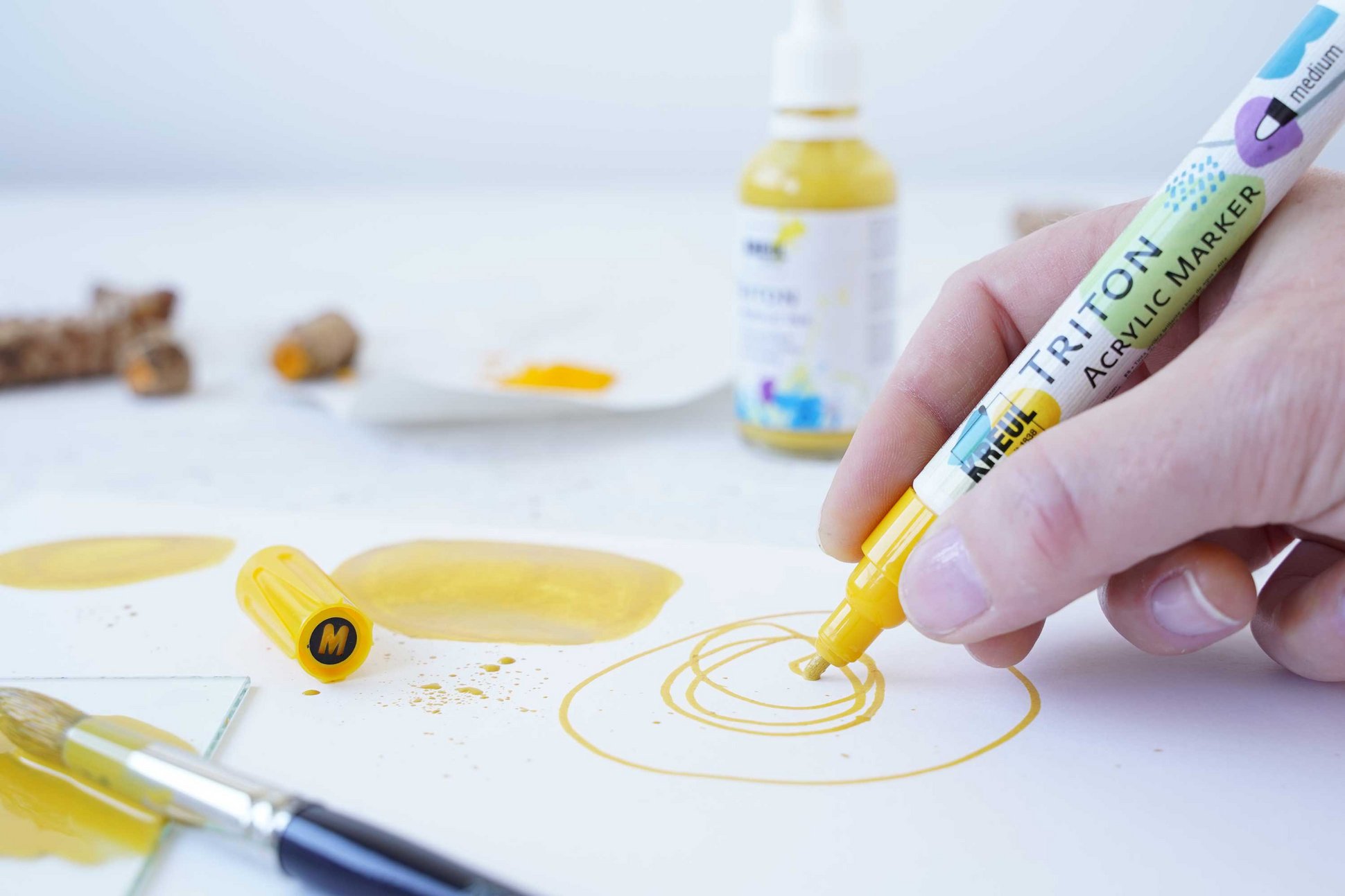 Acrylstift Acrylmarker Gelb Kurkuma Curcuma nachhaltig alternative Pigmente natürlich Ursprung