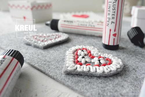 KREUL Pluster Liner Pen 3er Set Herz malen Filz Loden Herzerl Lebkuchenherz