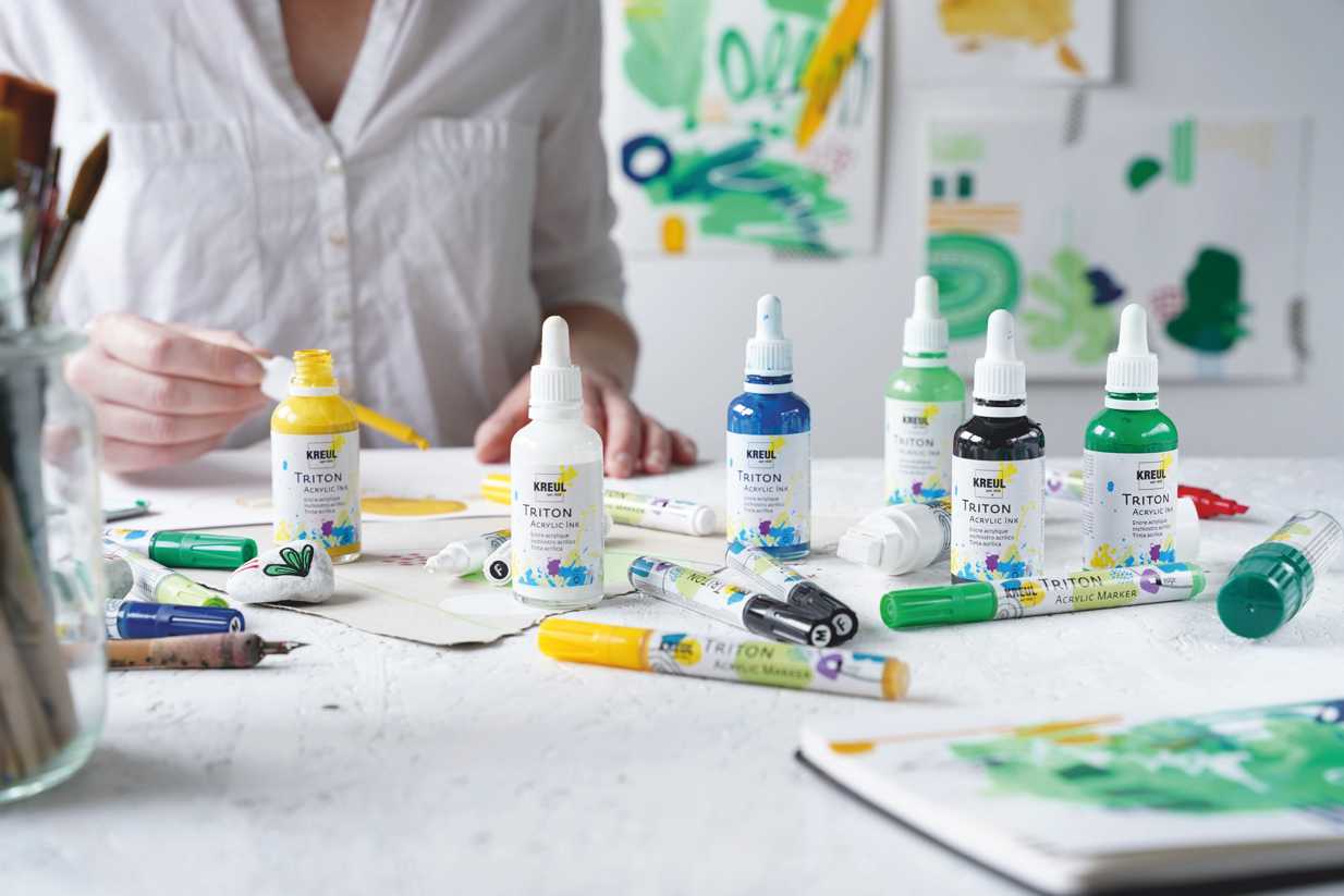 KREUL Triton Acrylic Ink spritzen malen fließen lassen Kunst Acrylfarbe