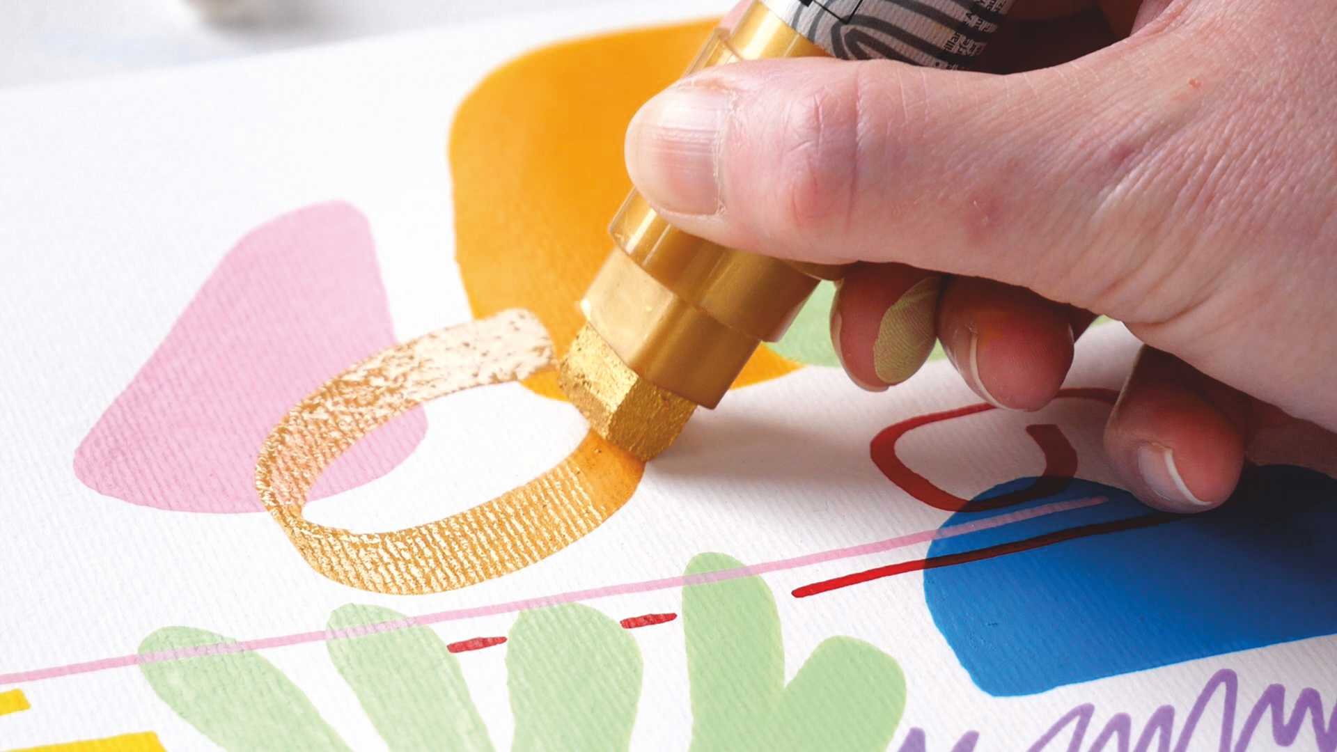 KREUL Triton Acrylic Marker gold rosa curcuma art journal KREUL Malen Kunst zeichen skizzieren Stift Acryl Farbe