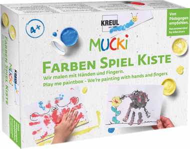 MUCKI Farben Spiel Kiste wir malen mit Händen und Fingern Geschenkidee Kinder ab 4 Jahre