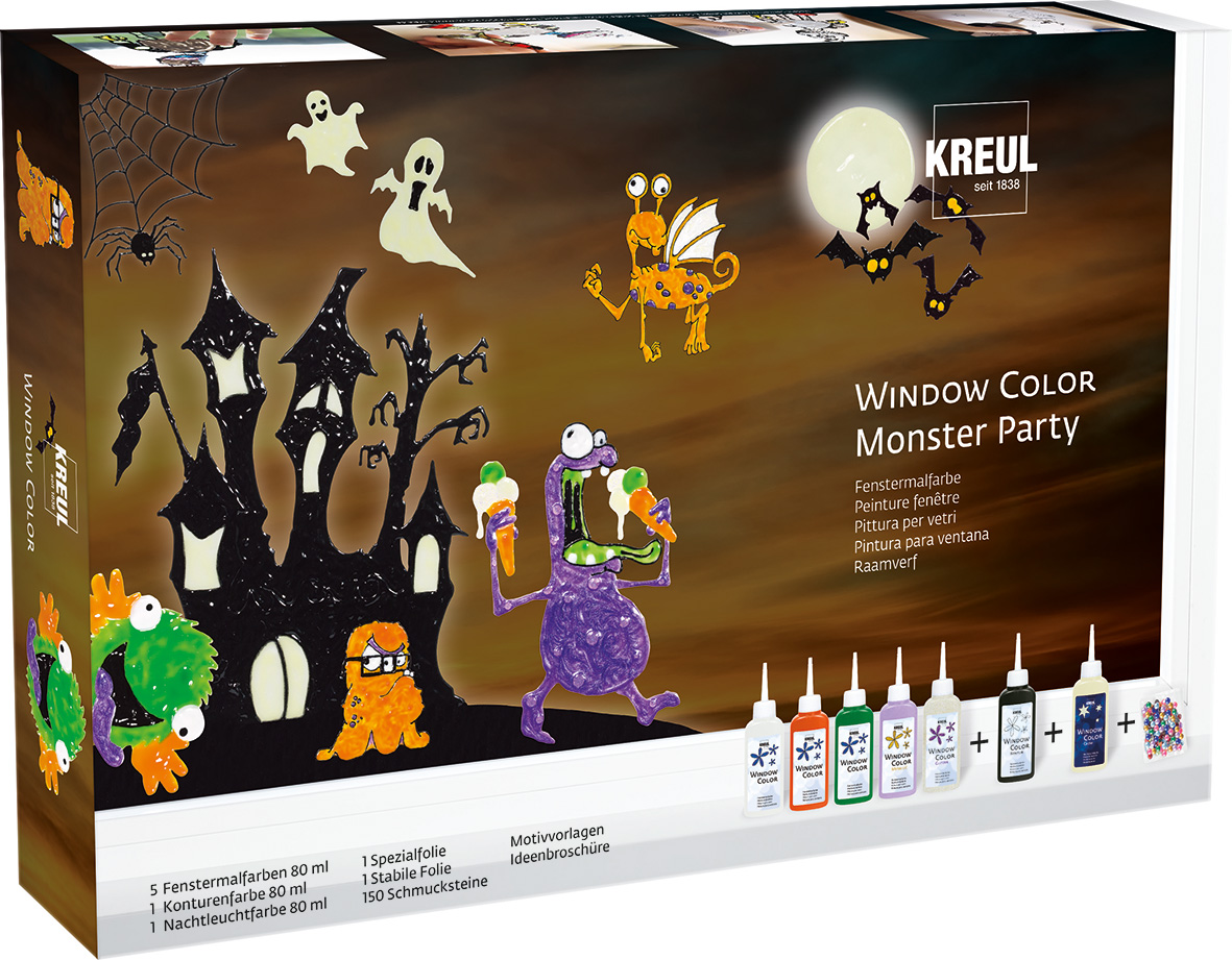 KREUL Window Color Monster Party Set Farben Paket